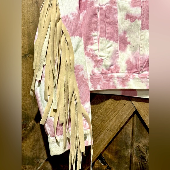 NWOT Peach Love California Tie Dye Fringe Jacket Sz L - Picture 3 of 16